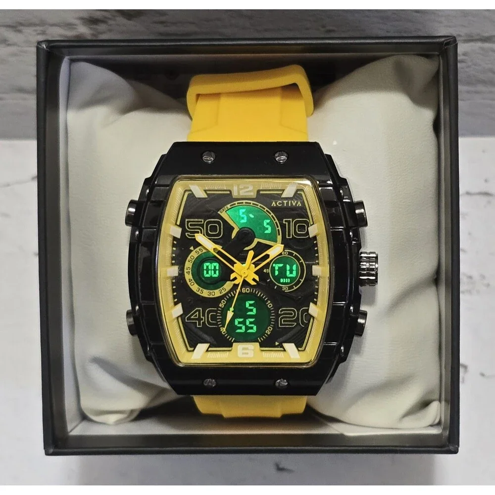 Activa X Invicta Digital Essentials Men's Watch 45mm Black Yellow ACW8109-003